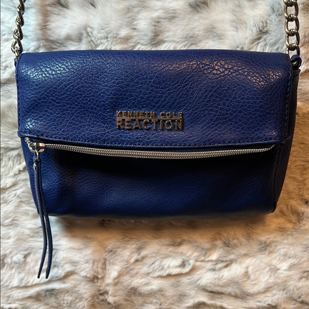 Kenneth Cole Reaction Blue Crossbody Bag with Chain Accent